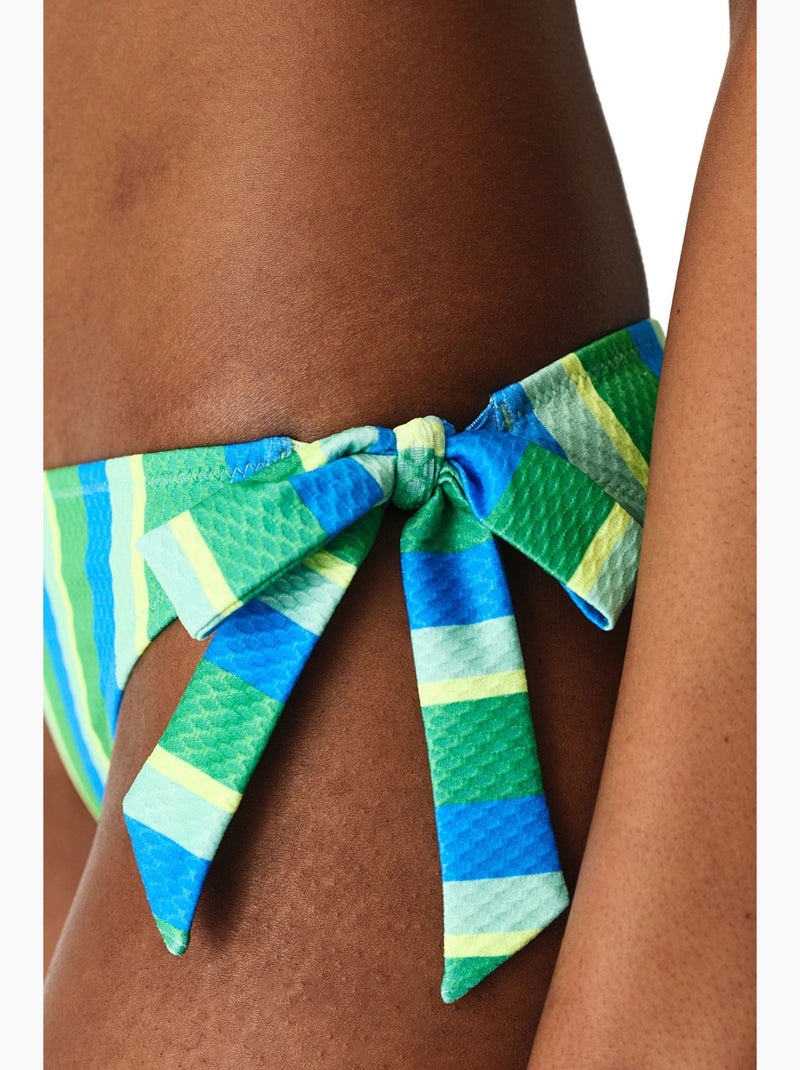 Davina slip bikini a righe testurizzato a vita media penti Blu - Kiabi