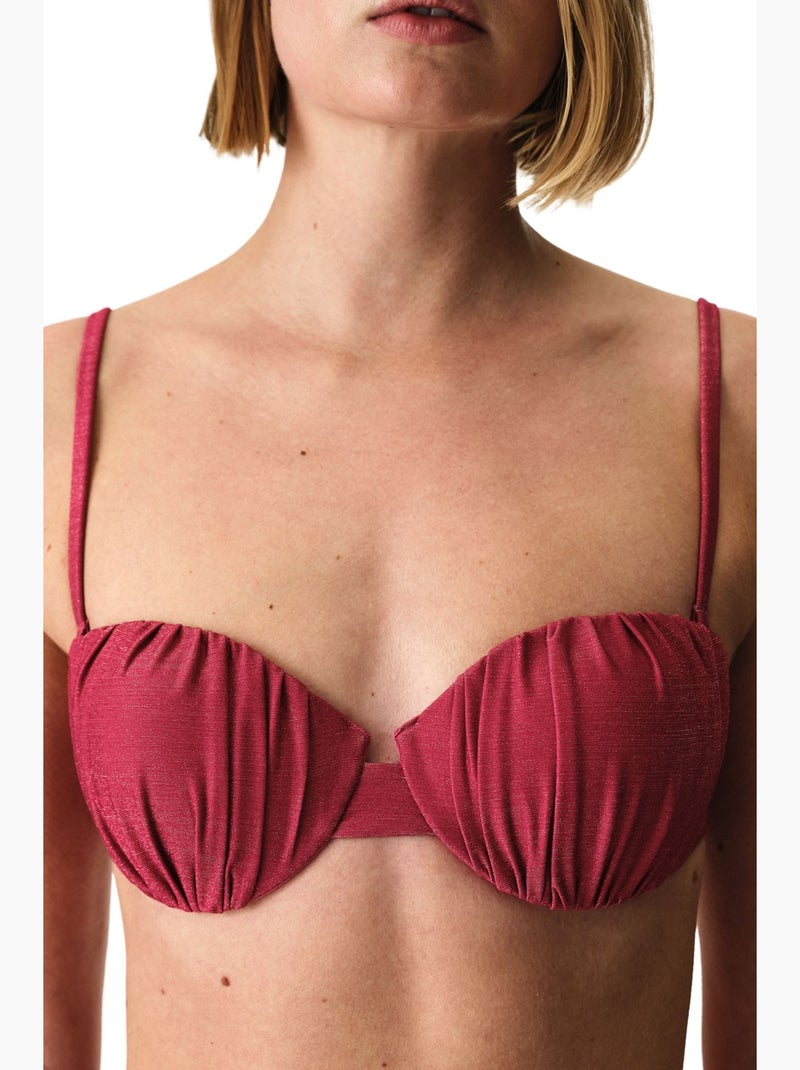 Dayana shell top bikini con glitter penti Magenta - Kiabi