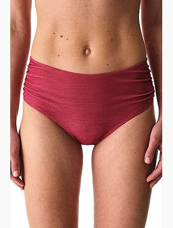 Dayana slip bikini arricciato a vita alta, lucido penti