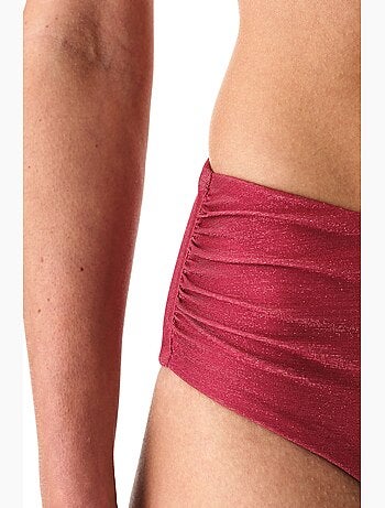 Dayana slip bikini arricciato a vita alta, lucido penti