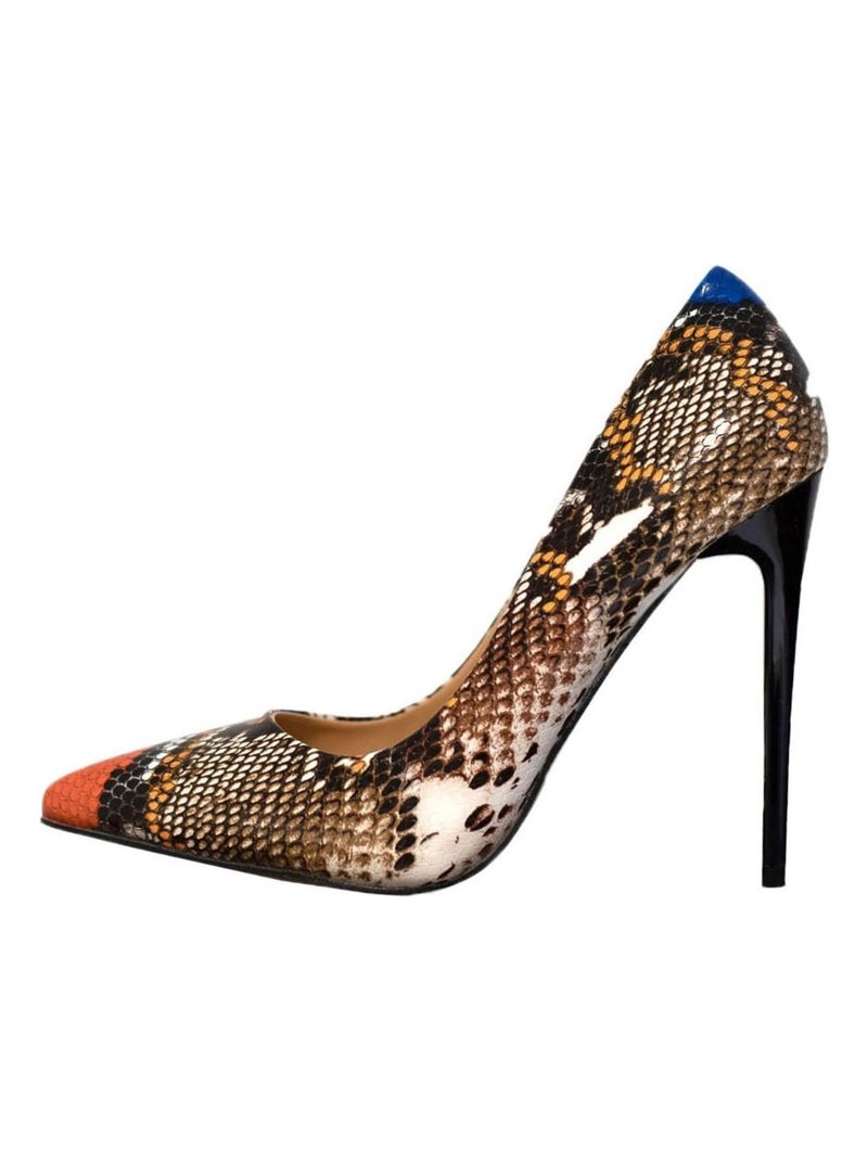 Décolleté in pelle di serpente Kebello Arancione - Kiabi