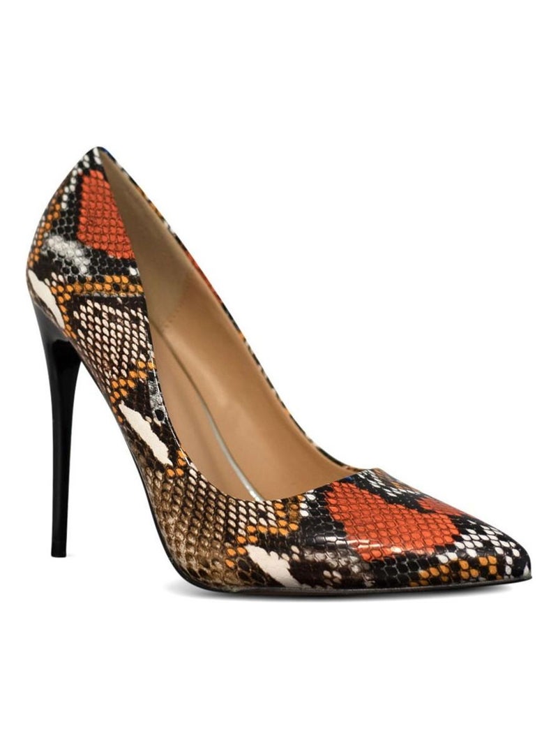Décolleté in pelle di serpente Kebello Arancione - Kiabi