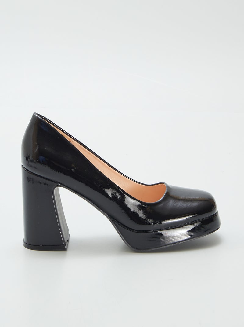 Décolleté in vernice con tacco quadrato NERO - Kiabi