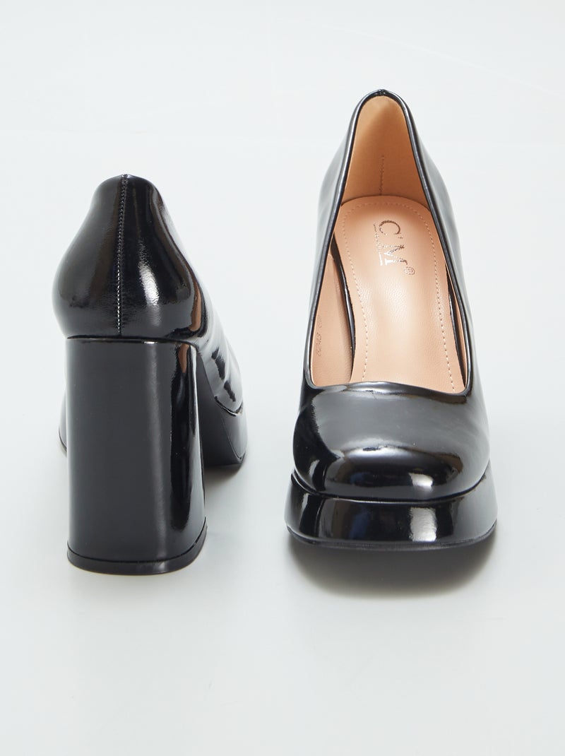 Décolleté in vernice con tacco quadrato NERO - Kiabi