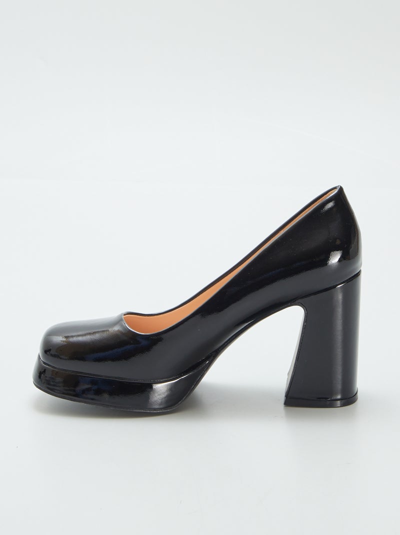 Décolleté in vernice con tacco quadrato NERO - Kiabi