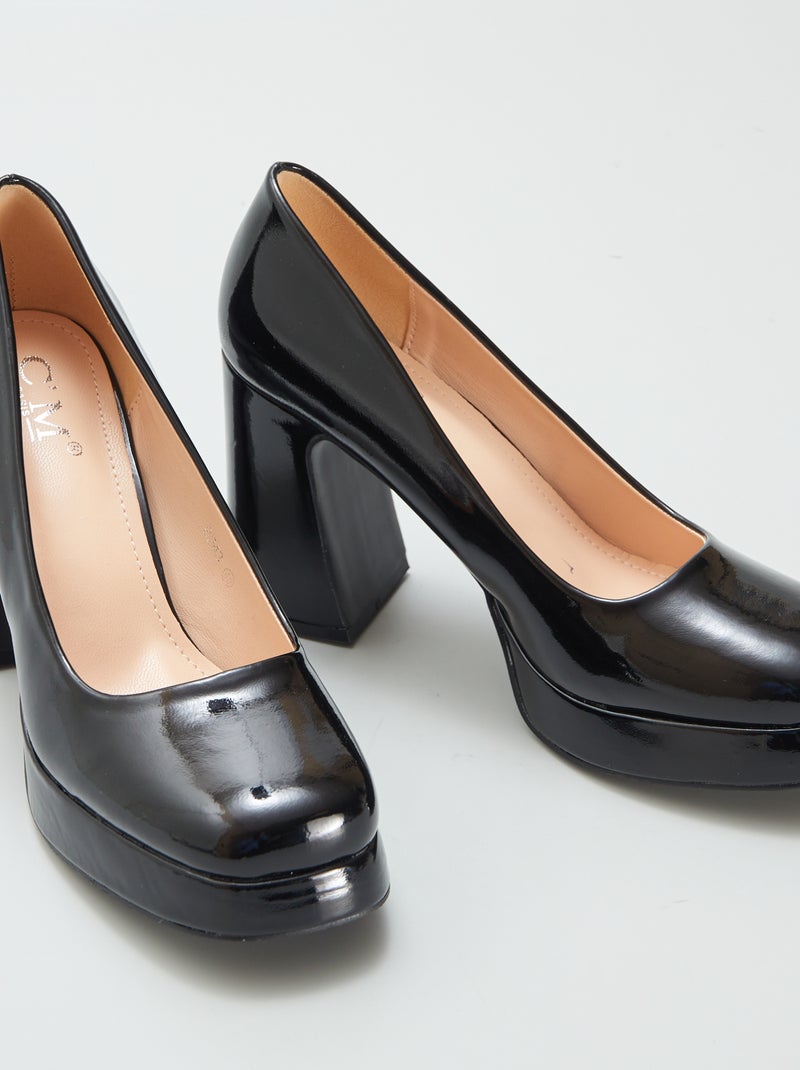 Décolleté in vernice con tacco quadrato NERO - Kiabi