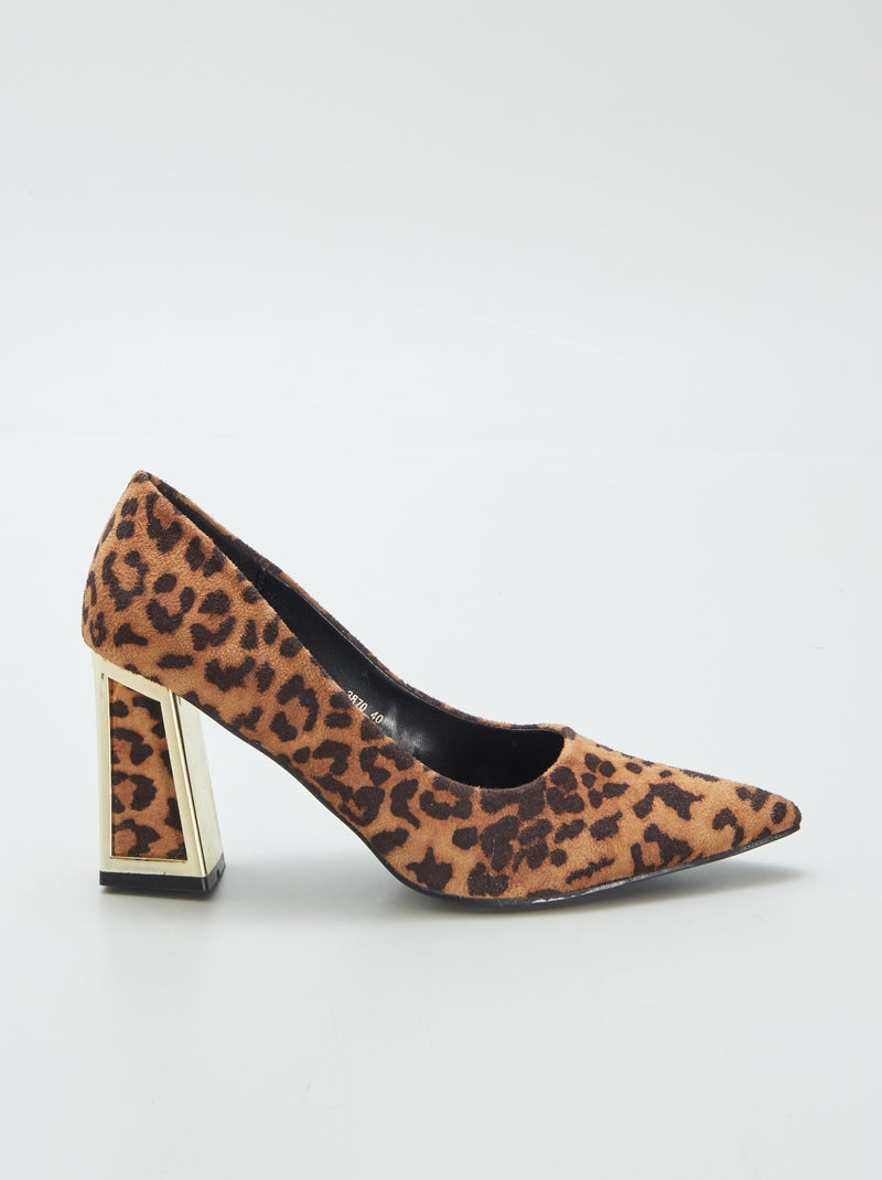Décolleté 'leopardate' con tacco quadrato NERO - Kiabi
