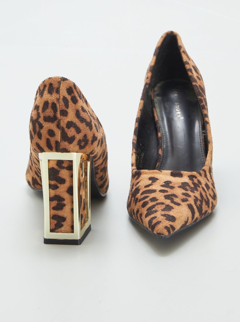 Décolleté 'leopardate' con tacco quadrato NERO - Kiabi