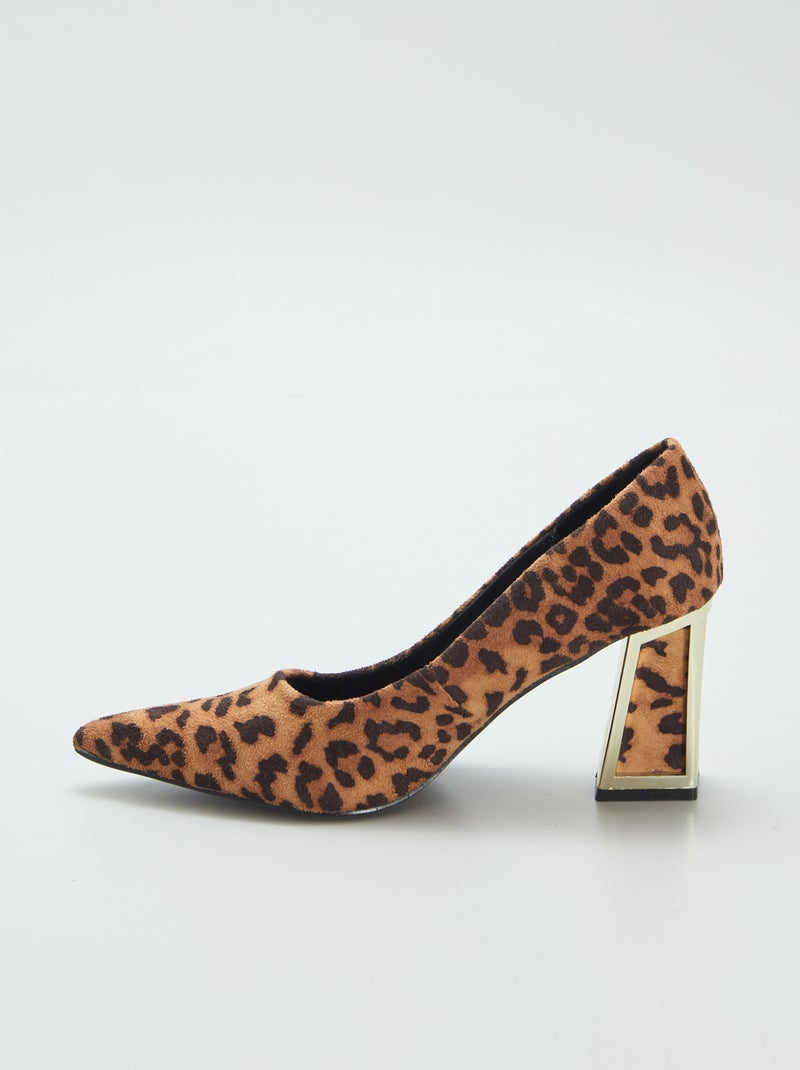Décolleté 'leopardate' con tacco quadrato NERO - Kiabi