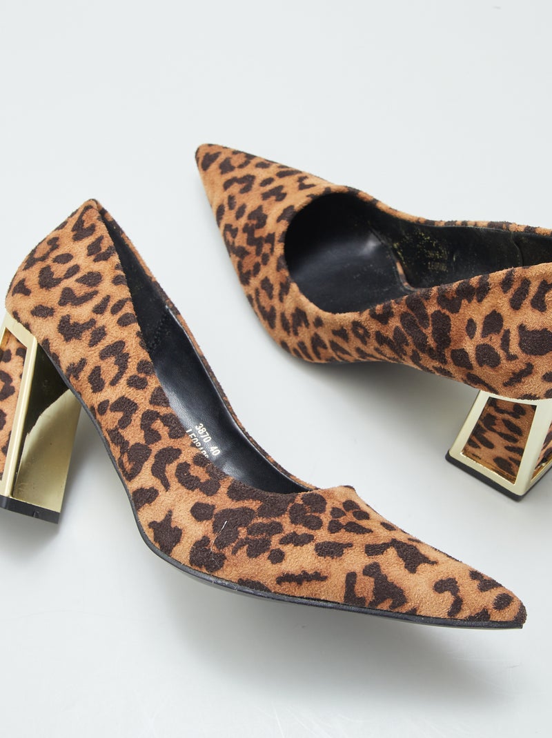 Décolleté 'leopardate' con tacco quadrato NERO - Kiabi