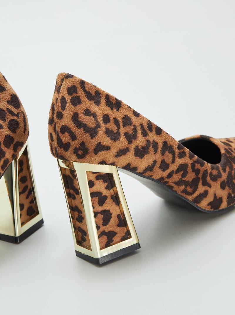 Décolleté 'leopardate' con tacco quadrato NERO - Kiabi