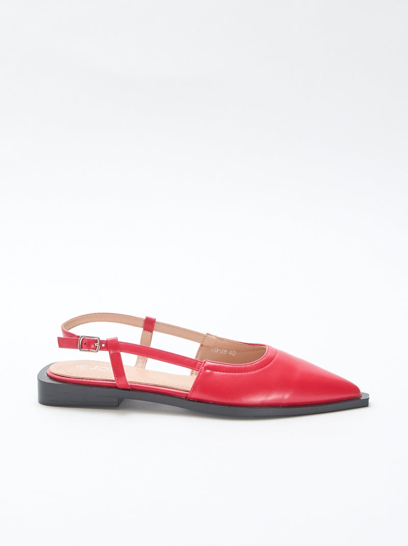 Décolleté open-toe con tacco basso Rosso - Kiabi