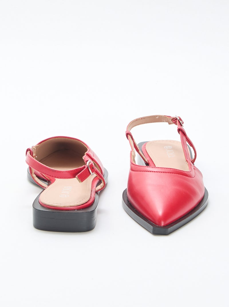 Décolleté open-toe con tacco basso Rosso - Kiabi