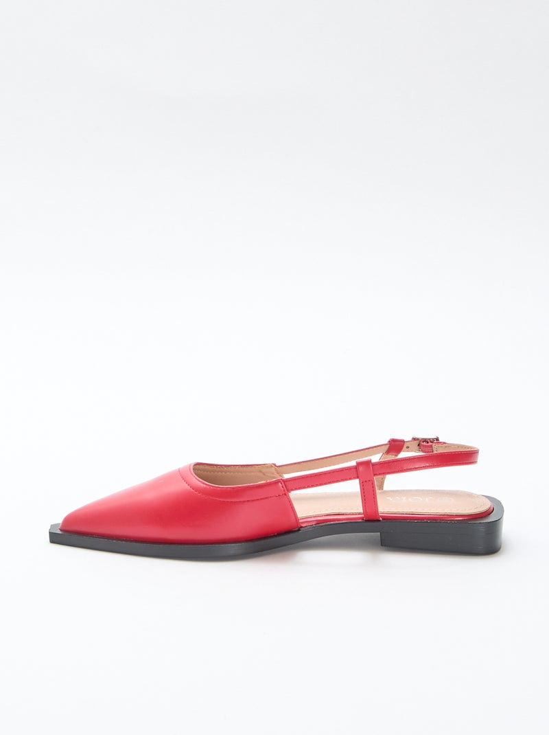 Décolleté open-toe con tacco basso Rosso - Kiabi