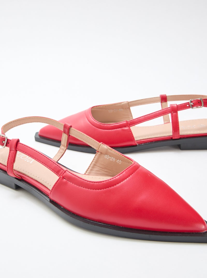 Décolleté open-toe con tacco basso Rosso - Kiabi