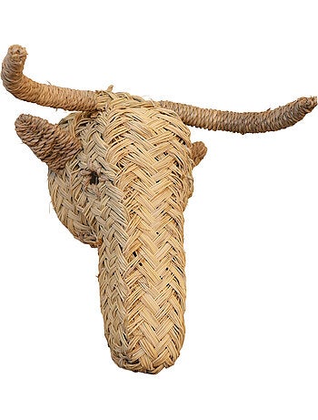 Decorazione da parete con testa d'alce in paglia