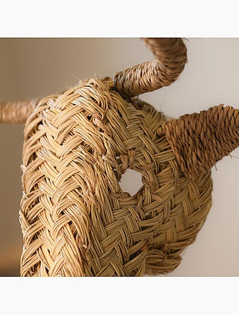 Decorazione da parete con testa d'alce in paglia
