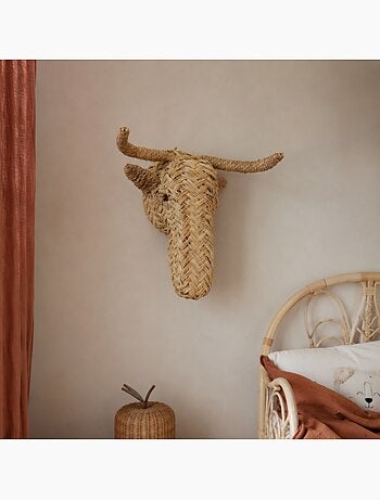 Decorazione da parete con testa d'alce in paglia