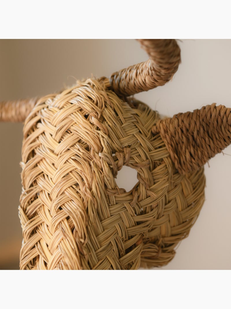 Decorazione da parete con testa d'alce in paglia Beige - Kiabi