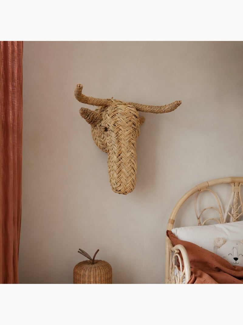 Decorazione da parete con testa d'alce in paglia Beige - Kiabi