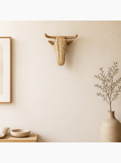 Decorazione da parete con testa d'alce in paglia - Kiabi