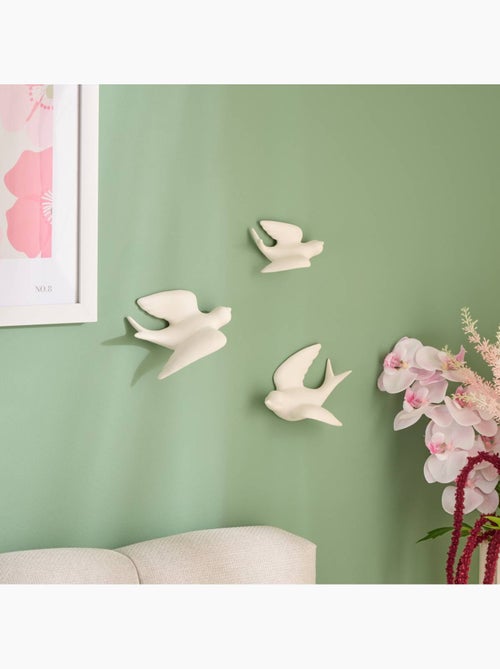 Decorazione murale 3 uccelli fiore di rosa - Kiabi