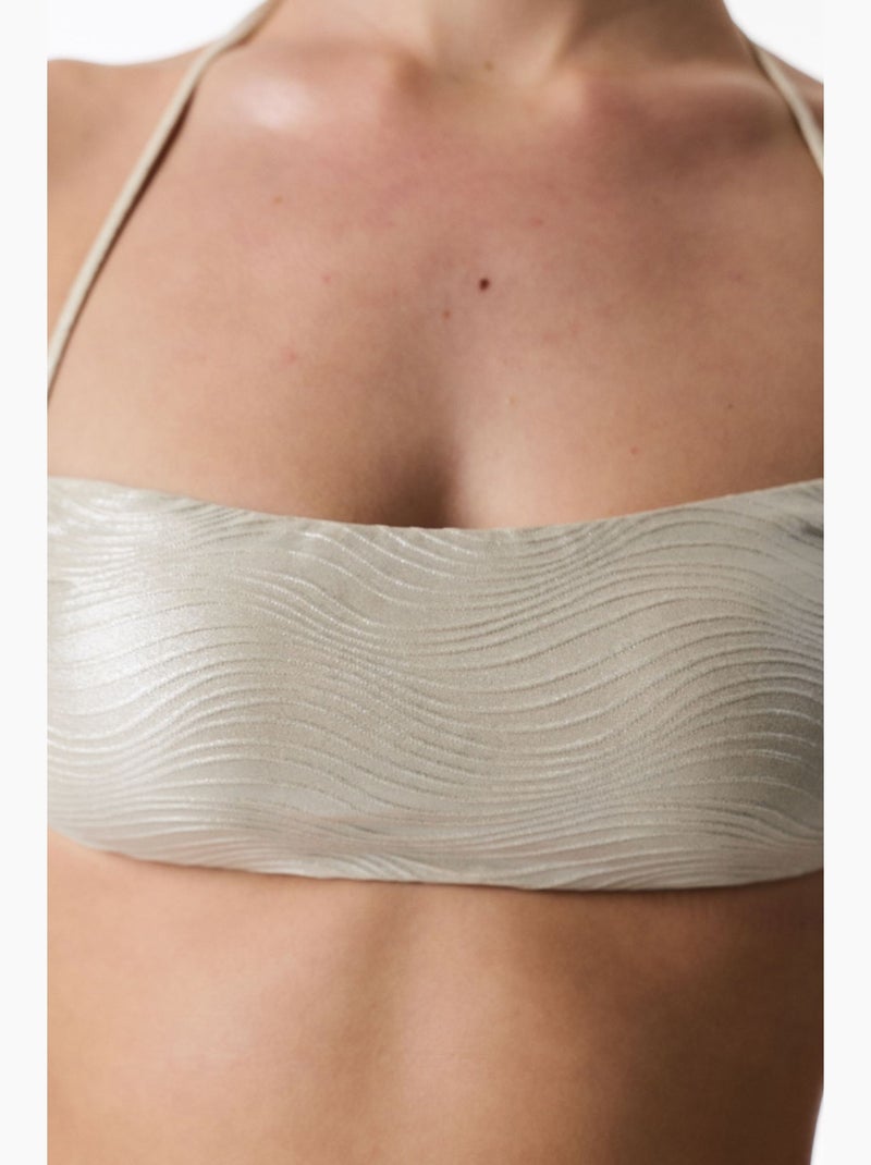 Deja top bikini bandeau glitter penti Crema - Kiabi
