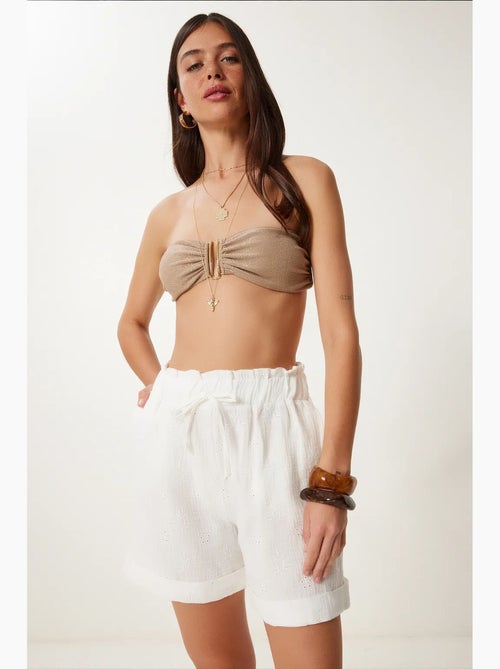 Deliziosi mini shorts a vita alta con coulisse e dettaglio di rilegatura istanbul - Kiabi Deliziosi mini shorts a vita alta con coulisse e dettaglio di rilegatura istanbul - Kiabi