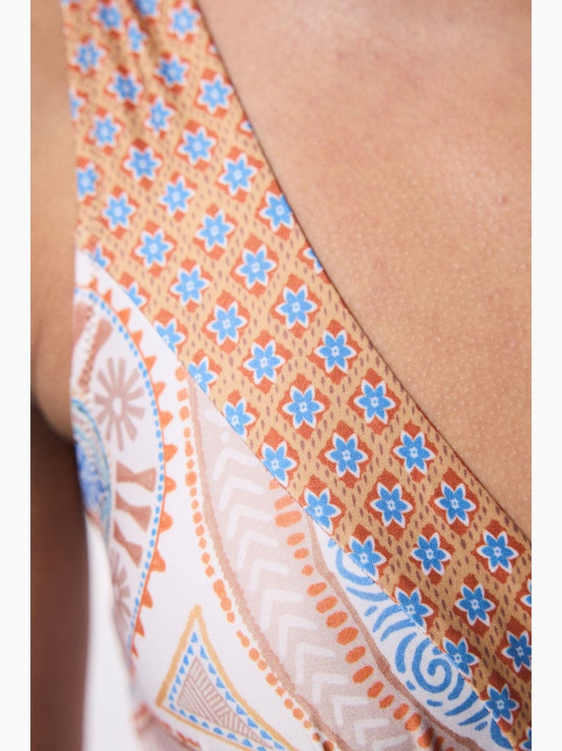 Della costume intero con fantasia etnica e fodera rimovibile penti Bianco Arancio Blu - Kiabi