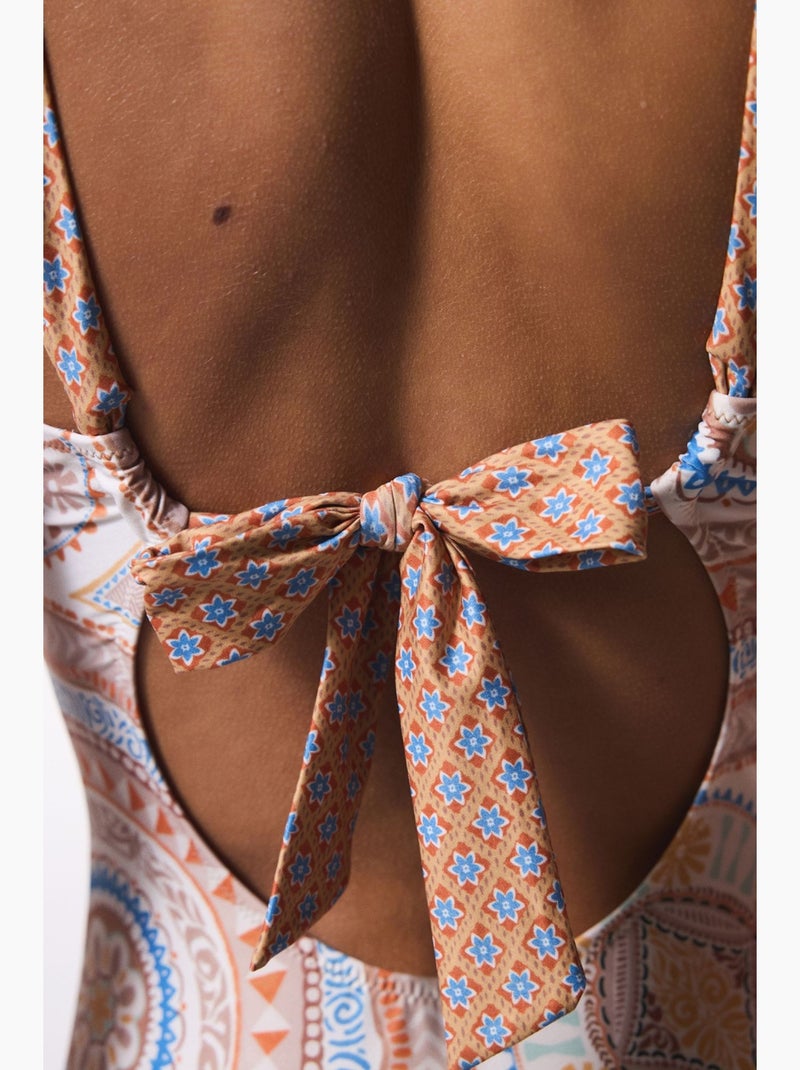 Della costume intero con fantasia etnica e fodera rimovibile penti Bianco Arancio Blu - Kiabi