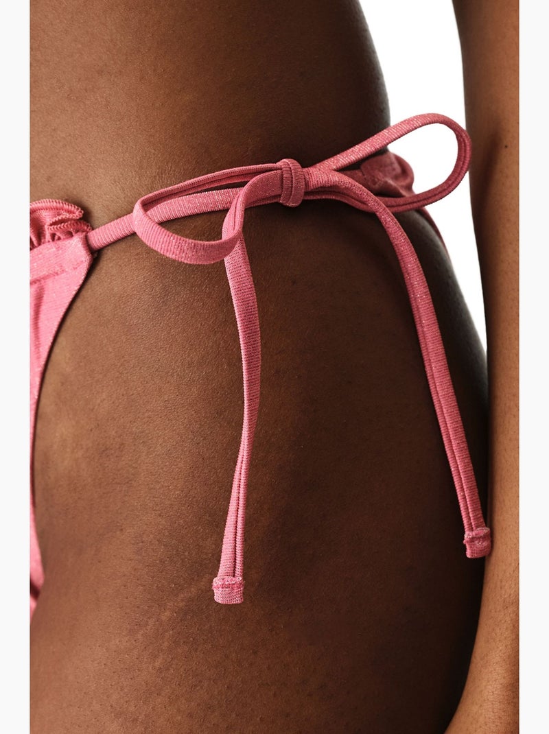 Denisse ruffle slip bikini con volant, vita media penti Rosa - Kiabi