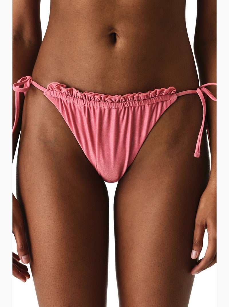 Denisse ruffle slip bikini con volant, vita media penti Rosa - Kiabi