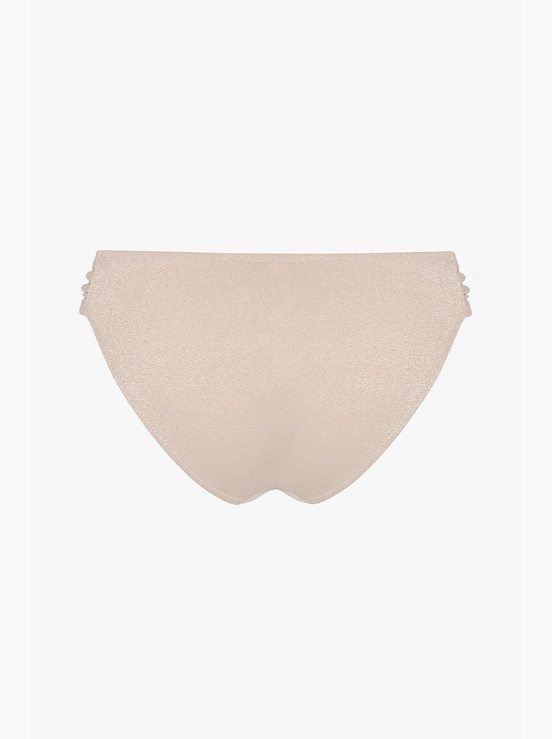 Devon arricciato sul lato, scintillante, slip bikini a vita media penti Beige argilla - Kiabi