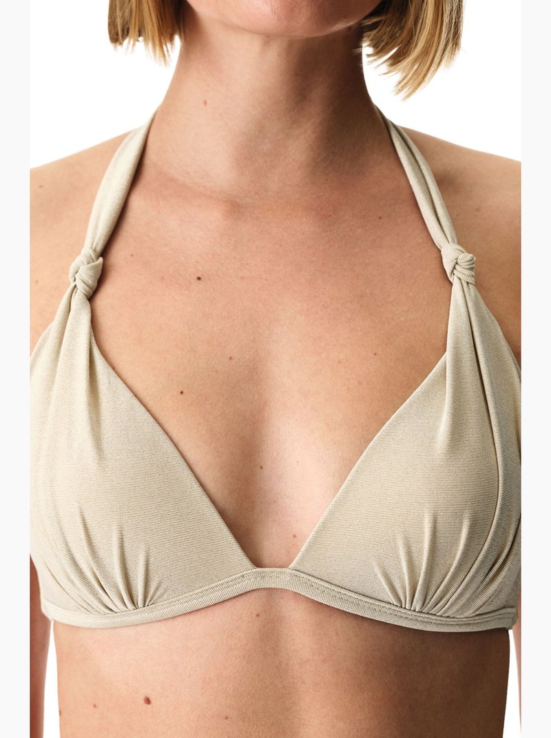 Devon top bikini arricciato lucido penti Beige argilla - Kiabi