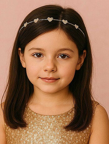 Diadema fascia per bambini cuori strass | Great Pretenders
