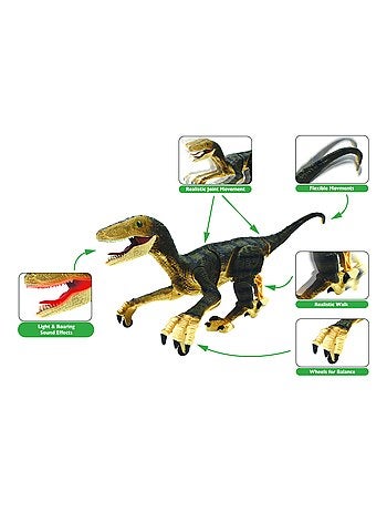 Dinosauro Velociraptor RC telecomandato con effetti sonori realistici