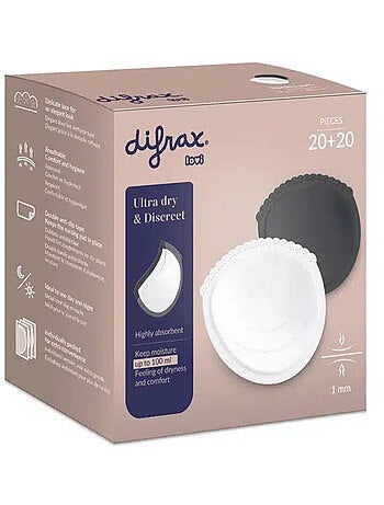 Dischetti assorbenti 40 pezzi per allattamento bianco e nero | difrax | difrax