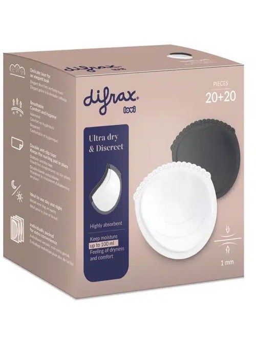 Dischetti assorbenti 40 pezzi per allattamento bianco e nero | difrax | difrax - Kiabi Dischetti assorbenti 40 pezzi per allattamento bianco e nero | difrax | difrax - Kiabi