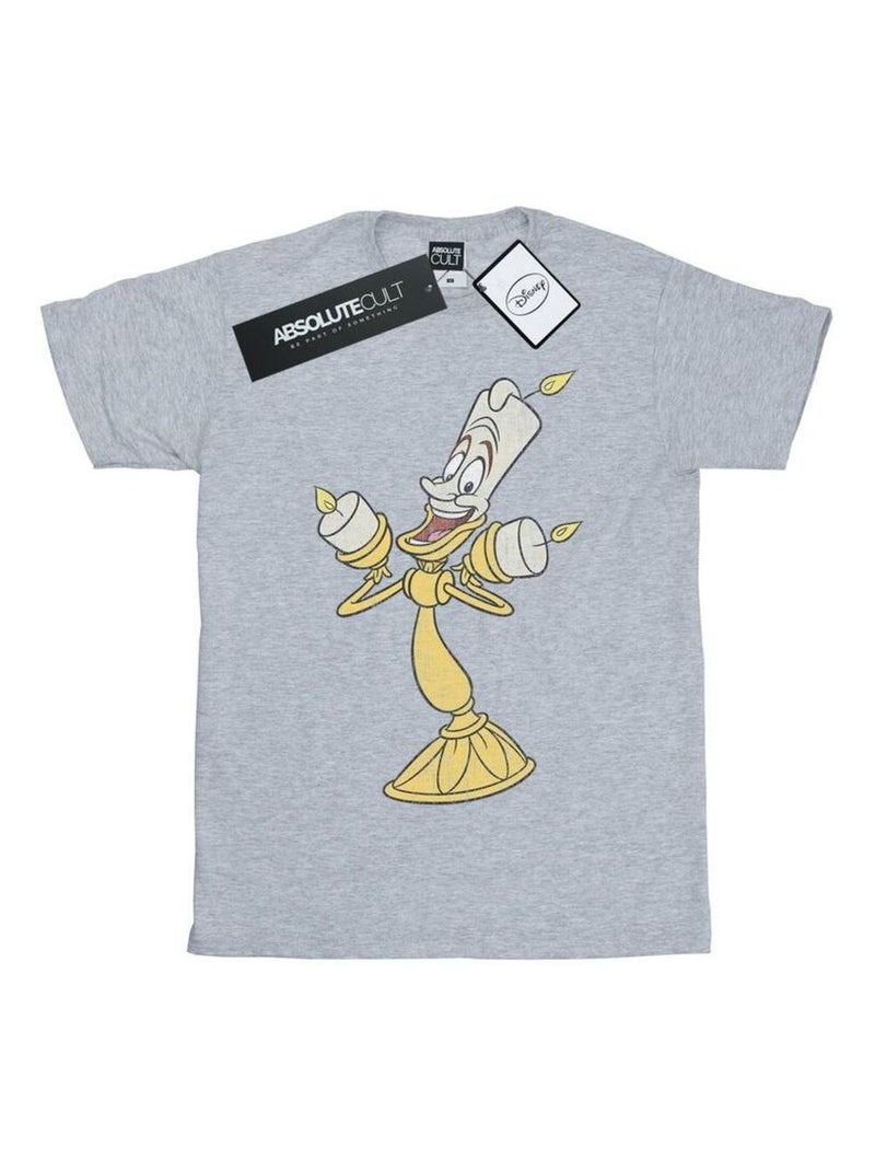 Disney Beauty And The Beast Maglietta Lumière  Effetto invecchiato Uomo Grigio melangiato - Kiabi