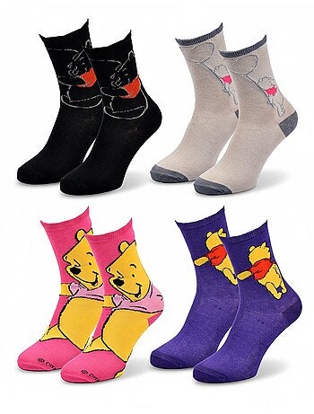 Disney – Calzini Donna Licenza Winnie l’Orsetto Confezione da 4 Paia