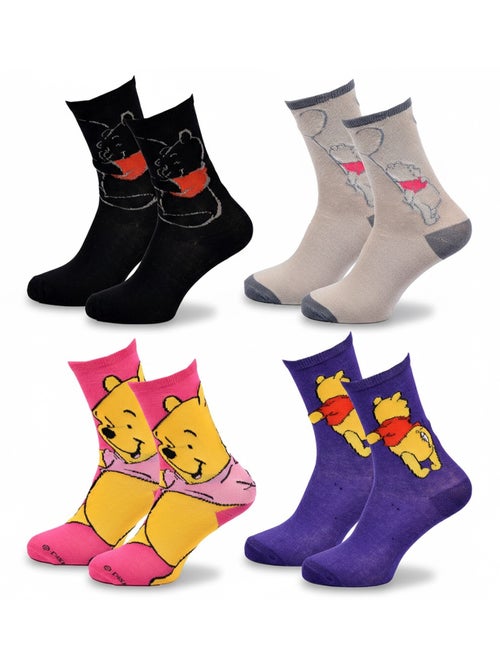 Disney – Calzini Donna Licenza Winnie l’Orsetto Confezione da 4 Paia - Kiabi