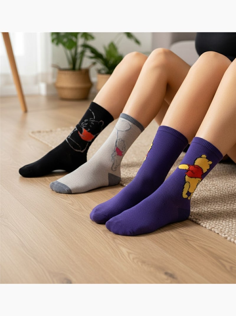 Disney – Calzini Donna Licenza Winnie l’Orsetto Confezione da 4 Paia Nero Multicolore Grigio - Kiabi