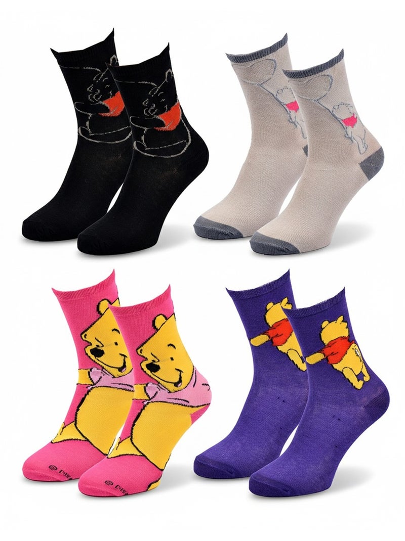 Disney – Calzini Donna Licenza Winnie l’Orsetto Confezione da 4 Paia Nero Multicolore Grigio - Kiabi
