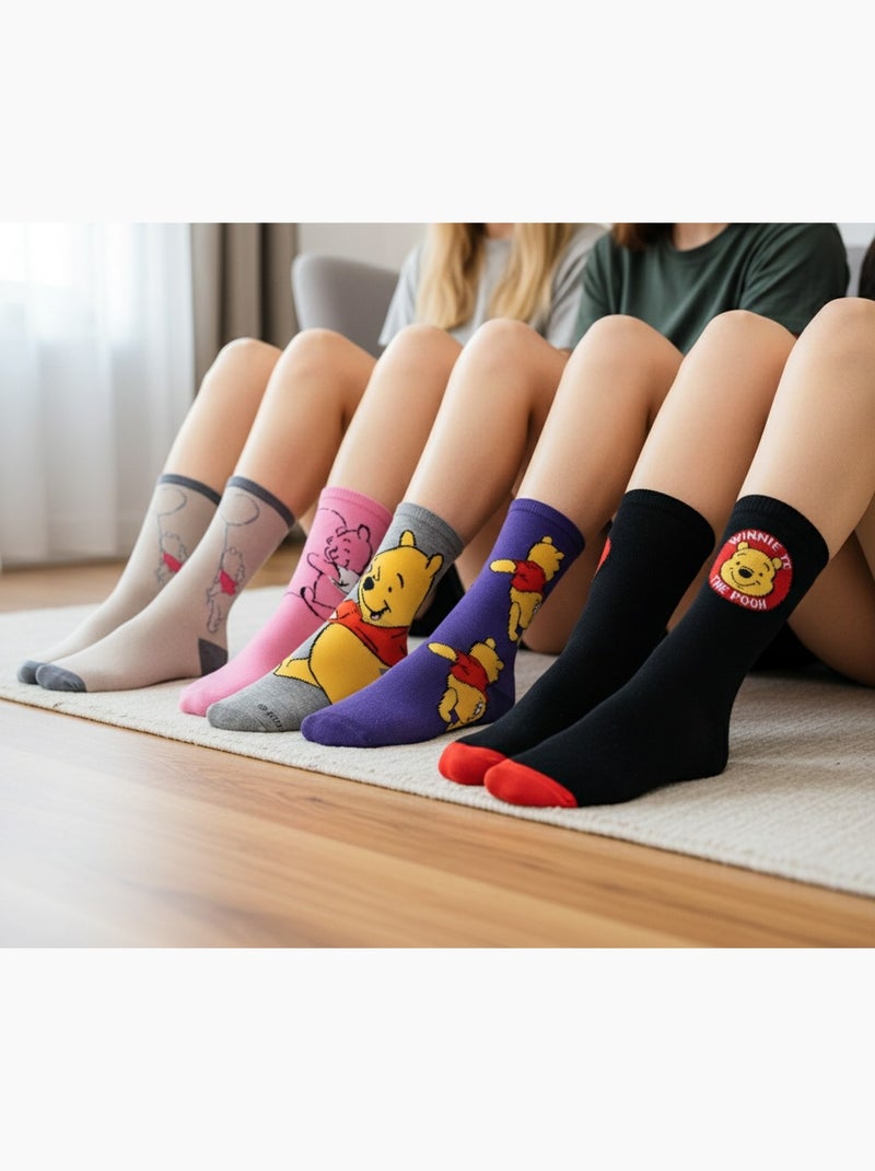 Disney – Calzini Donna Licenza Winnie l’Orsetto Confezione da 5 Paia Nero Rosa Grigio - Kiabi
