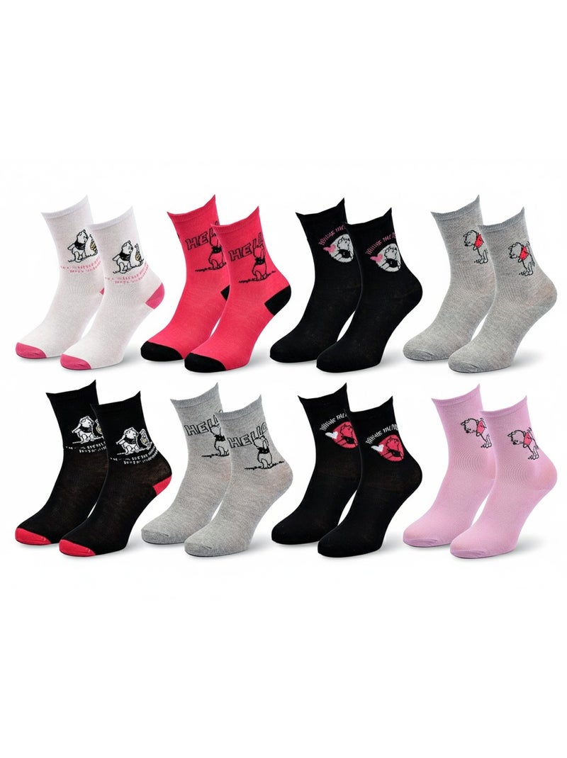 Disney – Calzini Donna Licenza Winnie l’Orsetto Confezione da 8 Paia Grigio rosa nero - Kiabi