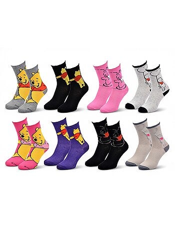 Disney – Calzini Donna Licenza Winnie l’Orsetto Confezione da 8 Paia