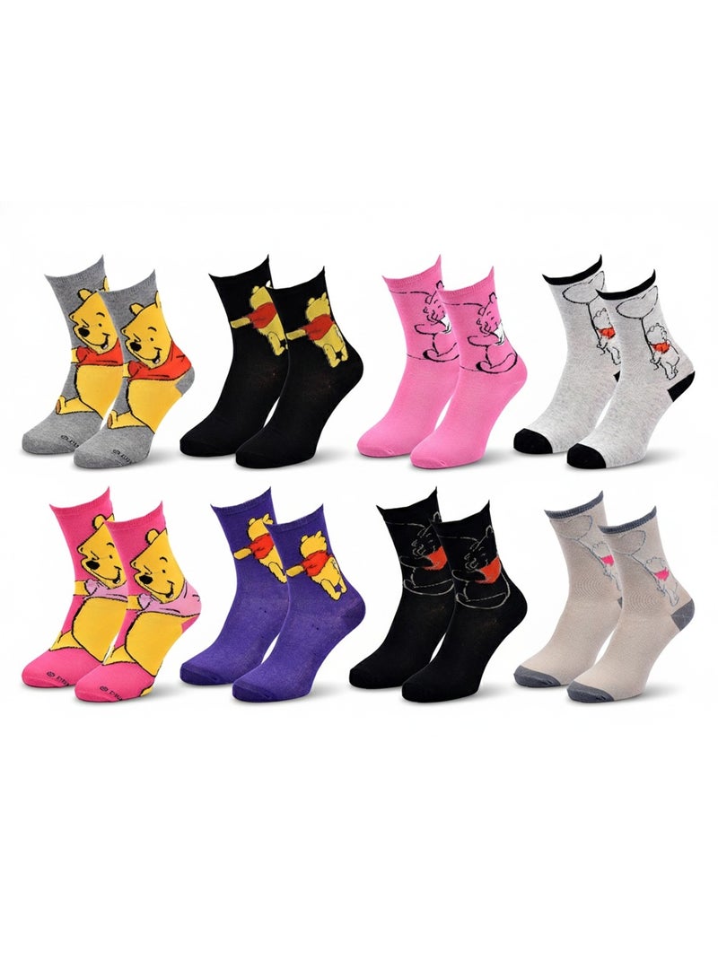 Disney – Calzini Donna Licenza Winnie l’Orsetto Confezione da 8 Paia Nero Rosa Grigio - Kiabi