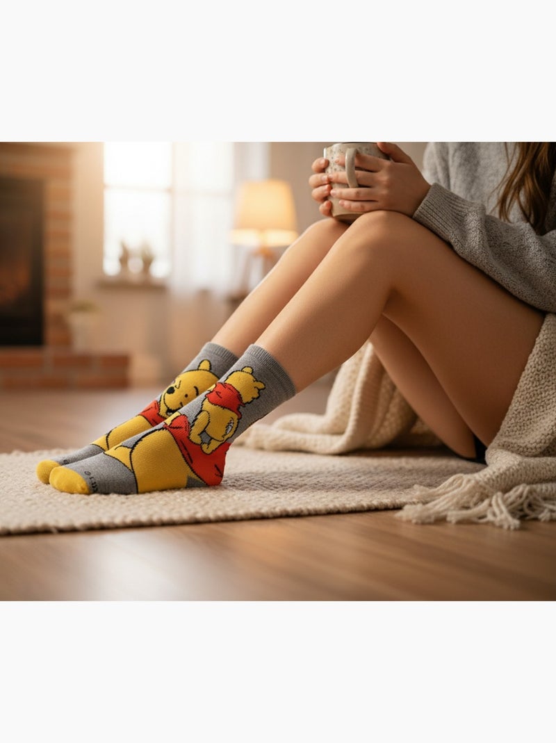 Disney – Calzini Donna Licenza Winnie l’Orsetto Confezione da 8 Paia Nero Rosa Grigio - Kiabi