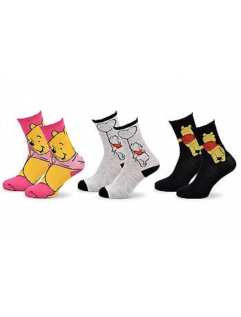 Disney – Calzini Donna Licenza Winnie l'Ourson Confezione da 3 Paia