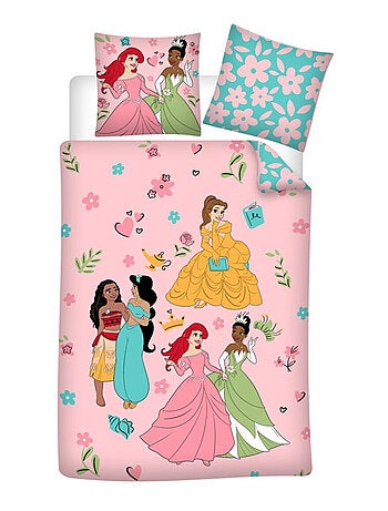 Disney, Completo Letto 3 pezzi, Bambino Stampato Reversibile 100% Cotone, PRINCIPESSE